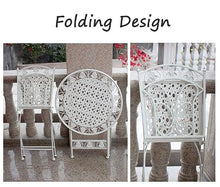 RNQZ 3 Piece Patio Furniture Outdoor Garden Metal Rust Proof Tables and Chairs Wrought Iron Folding Garden Terrace Leisure Outdoor Tables and Chairs Patio,Blue
