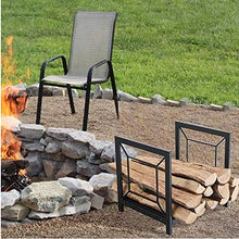 LFSDFJ Small 16inch Inside/Outdoor/Fire Pit Firewood Rack Holder,Fireplace Log Carrier,Portable Metal Kindling Logs Storage Stand,Black,Firewood Rack