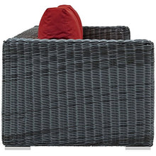 Modway Summon Wicker Rattan Outdoor Patio Sunbrella Sofa in Canvas Red