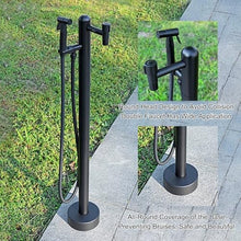 DOIBG 304 Stainless Steel Standing Freestanding Garden Water Column, Cylindrical Outdoor Water Column with Tap, for Family Garden Terrace Park-Silver-60cm/24in