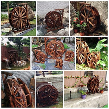 Water Wheel Fountain,Wheel Waterfall Wooden Outdoor Wheels Fountain,Vintage Rustic Ornamental Pond Decorative,Fountain Rockery Water Wheel,for Garden,Patio Backyard, Porch,Yard (Size : Diameter 90cm