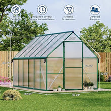 Garvee 8 x 12 ft Outdoor Polycarbonate Greenhouse Kit, Heavy Duty Greenhouse with Reinforced Aluminum Frame, Adjustable Roof Vent, Lockable Door & Quick-Connect Assembly