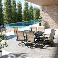 Pamapic 7-Piece Patio Dining Set with 6 Swivel Chairs Beige