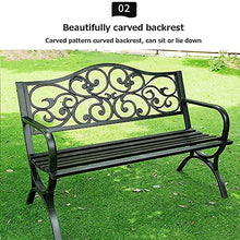 Rsmmpqa Park Benches for Outside, Cast Iron Metal Garden Bench, Conservatory, Patio, Lawn or Garden Seat - 2 Seater (Color : Bronze, Size : Cross Table Legs (White Right Angle Table Legs)