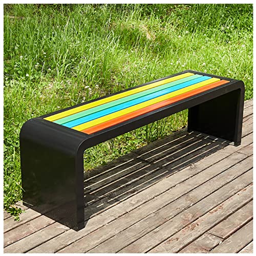 ARMERI Garden Bench for Outdoors, Metal Bench Weatherproof Outdoor Benches, Garden Benche for Garden Patio Porch Park Backyard, Backless Patio Benches,Black 1,100x40x45cm