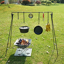 Outdoor Cooking Tripod Grill Swing Campfire Cooking Stand BBQ Grill For Cookware Dutch Oven Adjustable Collapsible Legs With Hooks Accessories (Color : Black Size : 132X66X112cm) (Black 132X66X112cm)
