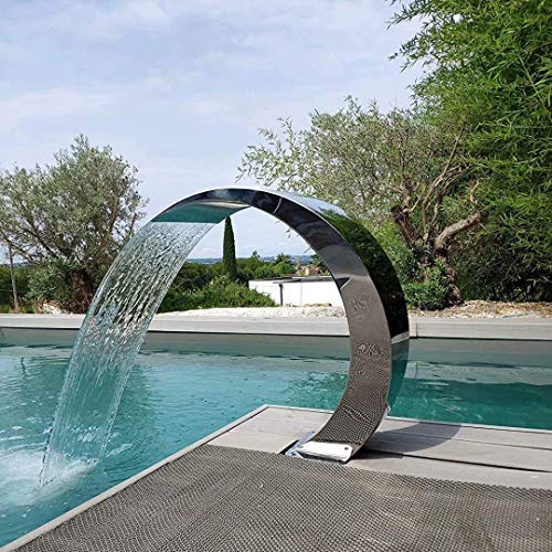 ERoomQ Stainless Steel Pool Waterfall Cascade for Pools Garden Outdoor Pond Water Feature and Swimming Pool,Outdoor Fountains