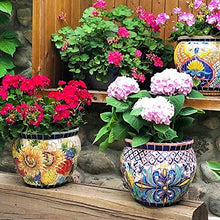 CUTPOIY Outdoor Villa Garden Large Flower Pot Hand-Painted Ceramic Mosaic Plant Pot Amen Garden Balcony Bonsai Planter European Classical Garden Planter Corridor Aisle Colorful, Sun Flower-Medium