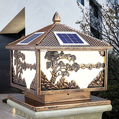 VELLOW Solar Post Lights Fixtures,Modern Outdoor Fence Deck Column Cap Lamp Lantern,Aluminum Housing Waterproof Stigma Lamps,Warm White High Brightness SMD LED Lighting,for Wood Fence,Pathway,Deck
