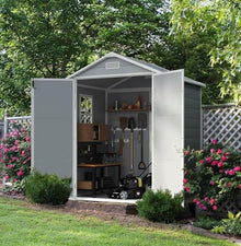 Devoko 6 x 4 FT Resin Outdoor Storage Shed with Floor, Plastic Tool Shed