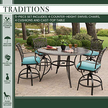 Hanover Traditions 5-Piece Outdoor Dining Set with 4 Swivel Chairs and Round Table Blue