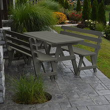 A & L Furniture Yellow Pine Traditional Picnic Table with 2 Backed Benches & 2" Umbrella Hole, 6', Olive Gray