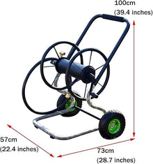 CFDZCP Garden Hose Reel Cart with Wheels, Household Metal Water Pipe Storage Rack, Outdoor Irrigation Household Hose Nozzle High Pressure Hose Reel(+DN20 30M Pipe)