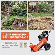 Superhandy 15HP Gas-Powered Stump Grinder with Electric Start, 420cc Engine, Sweep Function, Adjustable Angled & Foldable Handle, 8 Tungsten Carbide Teeth
