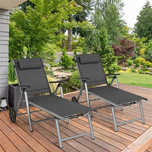 TEOYETTSF 2-Piece Folding Recliner Chair with Aluminum Reclining Backrest and Adjustable Wheels
