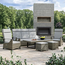 Greemotion Antigua Outdoor 6-Piece Convertible Recliner Sofa Set with Height Adjustable Table Wicker Conversation Set for Porch Patio Loveseat Rattan Sofa Chair Cushion Ottoman Footstool Footrest
