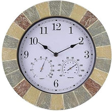 Wall Clock Weatherproof, Garden Wall Clocks Ornaments Outdoor, Precise Timing with Temperature and Humidity Meter