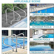Pool Handrail, Premium 304 Stainless Steel Pool Safety Handrails, Silver Rustproof Swimming Pool Hand Rails 2 PCS for Inground Pool Entry - Easy Mount (Thick 1.2mm)