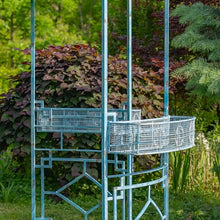 11.6ft. Tall Opulent Round Metal Gazebo with Side Walls & Planters in Light Blue Tsugo