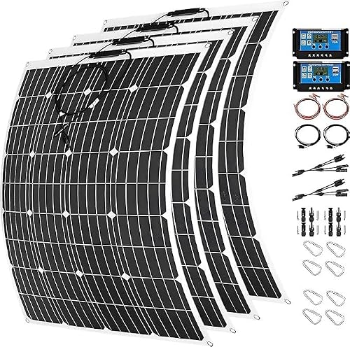 KZZAAO 1600 Watt Solar Panel Kit, 4 × 400 Watt Flexible Solar Power Panel Photovoltaic Module with 40A Solar Charge Controller
