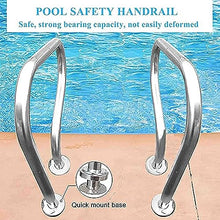 Pool Hand Rail, Perfect Handle Swimming Pool Grab Ladder, Deck-Mounted Railings, 3-Bend Swimming Pool Safety Handrails for Inground Pool Entry,Silver
