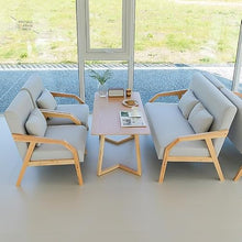 JOSOGO 3-Piece Outdoor Indoor Seating Set, Water-Resistant Solid Wood Frame with Fade-Proof Light Gray Cushions for Garden & Reading Nook(6)