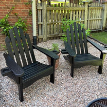 Amish Casual Heavy Duty Treated Wood Adirondack Chairs (Set of 2) - All Weather Handcrafted Wooden Outdoor Patio Chairs for Lawn, Porch, Deck & Fire Pit (Semi Solid White Stain, with Cupholders)