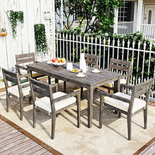 LOUHME 7-Piece Outdoor Patio Dining Table Set with Acacia Wood Table & Chairs Grey
