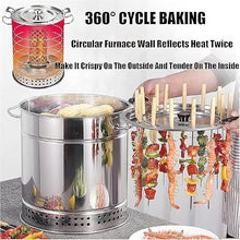 Acivirdde Portable Smokeless Charcoal Grill & Vertical BBQ Smoker - Large Capacity Stainless Steel Barrel Grill with Rotating Roasting (Large)