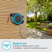 Gardena Wall Mounted Retractable Hose Reel, 100 Feet, Standard, Turquoise