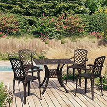 YITHOPI (Fast Delivery) Patio Bistro Set,Cast Aluminum Bistro Table Set Outdoor Dining Table with Umbrella Hole for Porch, Lawn, Garden, Backyard, Pool,5 Piece Bistro Set Cast Aluminum (Bronze)