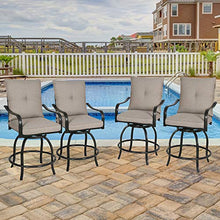 PATIO TREE Outdoor Counter Height Bar Stools Set of 4 with Polyester Cushions Black