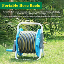 VIXARKO Hose Reel Cart Water Hose Cart for Outside Handheld Removable Hose Reel, Small and Portable Hose Cart, Household Water Pipe Storage Rack, Easy to Install (Blue Hose Cart+30m Pipe)