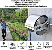 DSWMY Garden Hose reels Hose Reels,Washer Reel, Portable Garden Hose Reel,Stainless Steel MobileGarden Hose Reel Wall/Floor Mounted Metal Water Hose Reel Water Pipe Car Roll Hose Reels(Rack+35m Hose)