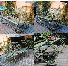 ERoomQ Outdoor Garden Bench,Outdoor Bench Patio Bench, 41-inch Antique Courtyard Rocking Chair, Cast Iron Metal Frame Garden Furniture Rocking Chair