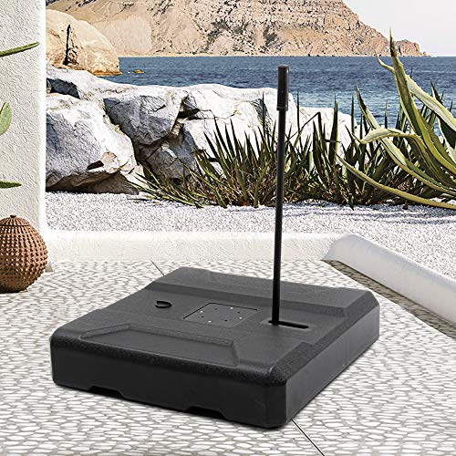 Unknown1 Patio Heavy Duty Fillable Offset Umbrella Base Stand with Wheels and Drag Rod 35.04" L X W 7.87" H Black Square Plastic