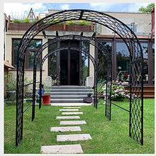 IBOWZ Metal Garden Arch Garden or Wedding Arch Arbor, Decorative Metal Garden Arbor, Heavy Duty Garden Arch, Easy to Assemble, Backyard, Garden, Bridal Party & Wedding Decoration,White, Black