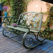 ERoomQ Outdoor Garden Bench,Outdoor Bench Patio Bench, 41-inch Antique Courtyard Rocking Chair, Cast Iron Metal Frame Garden Furniture Rocking Chair