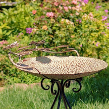 Zaer Ltd. Set of 3 Aged Copper Finish Parisian Birdbaths with Leaves and Butterflies or Birds on Edge (Set/3 with Butterflies)