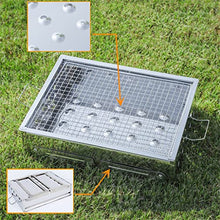 Trumpet Home Folding Stainless Steel Grill Charcoal Grill Rack Outdoor Portable Camping BBQ Grill for Roasts (D As show)