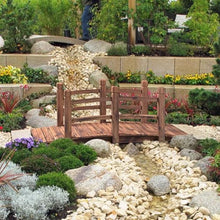MKYOKO Garden Bridges with Safety Rails Stained Finished Wood Decorative Pond Bridges for Backyard/Cream/Farm, Outdoor Yard Walkway Path Arch Bridge
