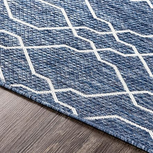 MARK & DAY Outdoor Rug 10x14 Valentijn Traditional Denim Non-Shedding Area Rug