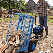 KEIKI Electric Transportation Cart, 24V DC 700W Motor Powered Utility Garden Wagon Dump Cart, 660 lbs Load Capacity with Metal Handle & 13" Track Wheels, Yard Cart & Wagons for Lawn, Blue