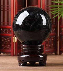 NIBHZ Natural Black Crystal Ball Ornaments, Black Crystal Ball, Home Living Room, Bedroom, Crystal Crafts Original Stone,Black,200mm