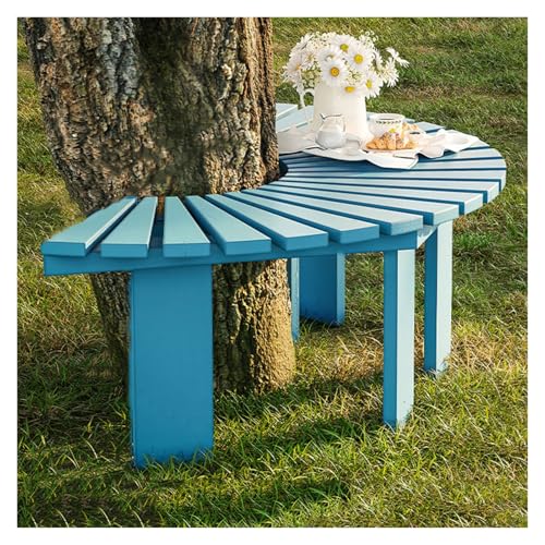 BXKCFYBSQ Semi-Circular Tree Bench,Outdoor Furniture Decoration Seating,Garden Balcony Flower Stand,Free Combination of Shapes,Capacity 400KG(Blue)