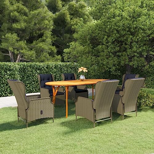 QINXIXINAIXI Dining Set Brown Acacia Wood, PE Rattan, Steel Large Chic Outdoor Furnishings Outdoor Furniture Set Garden Furniture Set Outdoor Sofa Set