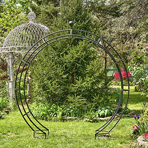 Zaer Ltd. Large Elegant Round Garden Arch Moon Gate Black