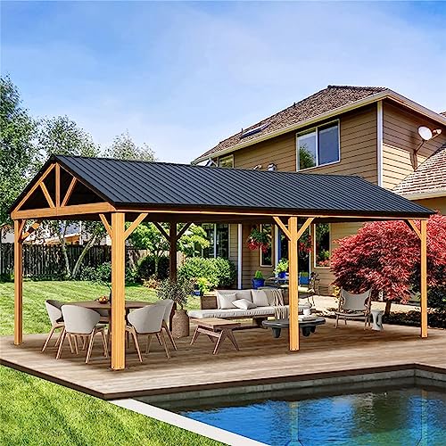 ANTSKU 12'x20' Hardtop Gazebo Yellow Brown