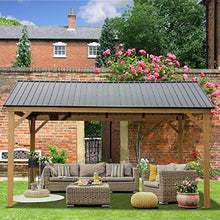 Domi Outdoor Living 12’x14’ Hardtop Aluminum Gazebo with Galvanized Steel Roof Wood Grain