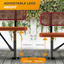 OUTTANS Heavy-Duty Outdoor Metal Bench (6 Ft - Surface with Back, Red)